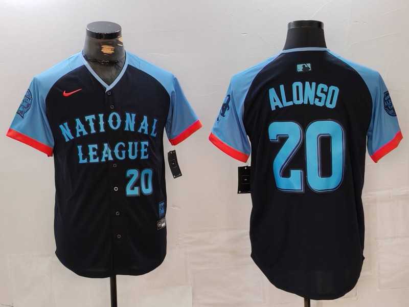 Mens New York Mets #20 Pete Alonso Number Navy 2024 All Star Limited Stitched Jersey->2024 mlb all-star->MLB Jersey